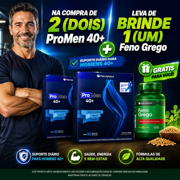 Energia Vitalidade Homem Madureza kit ProMen 40+ COM 60 CÁPSULAS DE 760mg