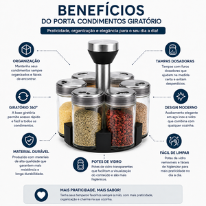 Porta Temperos Giratório Inox 360°