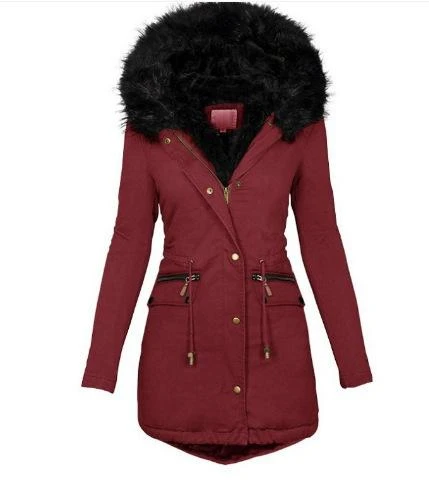 casaco parka outono inverno gola de pele com capuz de ziper