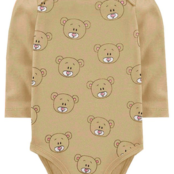 KIT BODY BEBÊ 5 PEÇAS SUEDINE URSO ORANGO