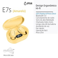 E7S TWS HiFi Fone De Ouvido Bluetooth 5.0 Sem Fio Com Cancelamento De Ruído Display LED A6s E6s