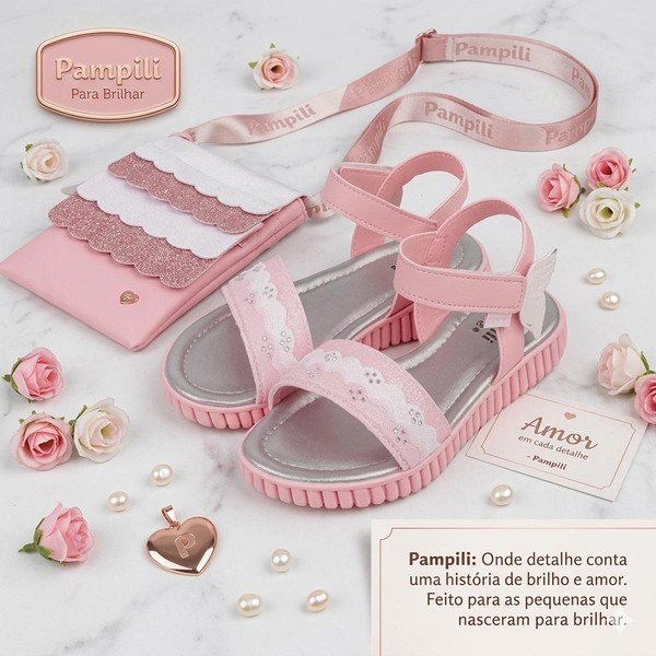 123181 SANDÁLIA PAPETE INFANTIL CANDY SEREIA GLITTER ROSA GLACÊ- VEM COM