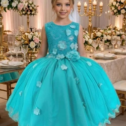 Vestido Luxo Bordado Floral - Verde Tiffany 