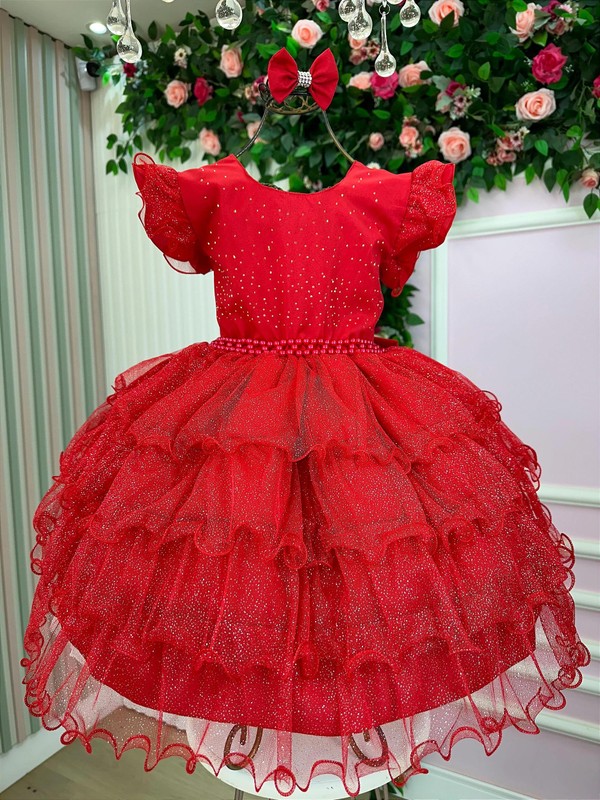 Vestido Luxuoso Babadinho - Vermelho Brilhante
