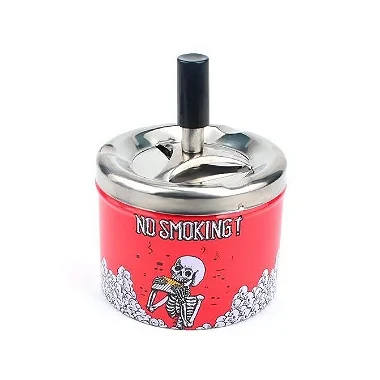 Cinzeiro de Alumínio com Tampa Giratória - No Smoking