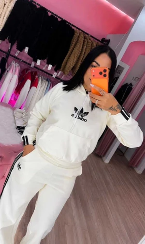 CONJUNTO MOLETOM ADIDAS BRANCO
