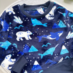 Conjunto com Calça Azul Estampado Urso Polar