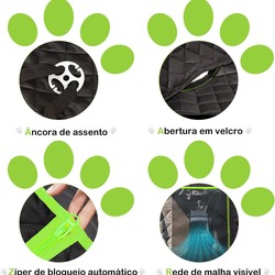Capa Protetora Banco Traseiro Pet Cães Gatos Passagem Cinto
