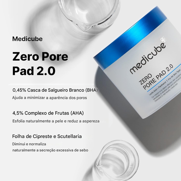 Medicube Zero Pore Pad 2.0 - Tônico Esfoliante em Disco para Poros Visivelmente Menores - Frete Grátis