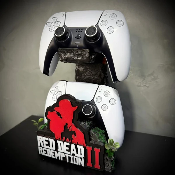 Suporte Premium Duplo Para Controle Ps5/ Ps4 e Xbox Red Dead Redemption 2 de luxo pintado a mão + CHAVEIRO DE BRINDE Pronta Entrega