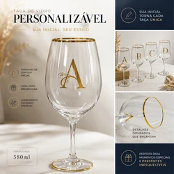 Taça Gastro para Vinho Tinto Personalizada com Inicial – 580 ml
