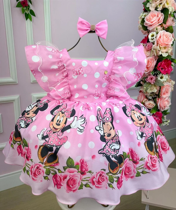 Vestido Temático - Minnie Rosa Claro