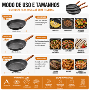 Kit de Frigideiras Antiaderentes 3 Peças