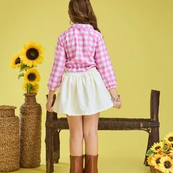 Conjunto Junino – Camisa Xadrez e Saia Rodada Laço – Rosa
