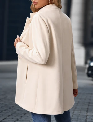 Sobretudo Feminino Inverno Lã Grossa Gola Alta