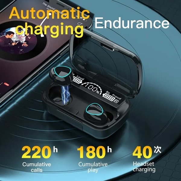 Fones de ouvido Bluetooth sem fio M10Fones de ouvido para esportes ao ar livre com tela de carregamento Fones de ouvido de controle de toque para Muisc