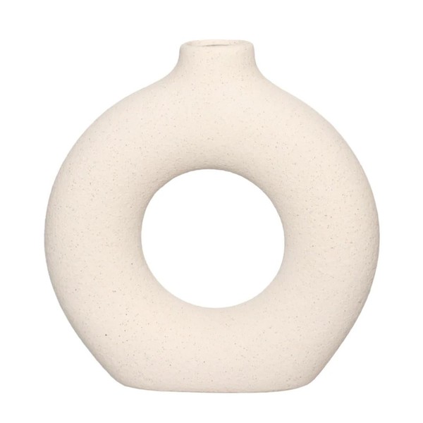 Vaso de Cerâmica Mikonos Redondo Branco 21cm