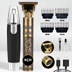 Kit Barbeiro Profissional 2 em 1 Máquina de Corte + Aparador Facial