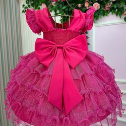 Vestido Luxuoso Babadinho - Pink Brilhante 