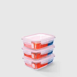 Kit com 3 Potes de Vidro Herméticos Retangulares 1,5L Invicta