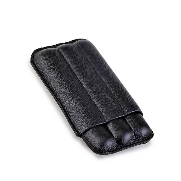 Porta 3 Charutos em Couro Crawdaut Long - Preto