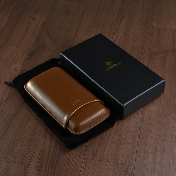 Porta 3 Charutos em Couro Cohiba - Caramelo