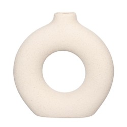 Vaso de Cerâmica Mikonos Redondo Branco 21cm