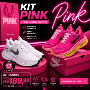  Tenis Kit 2 Pares Mais Vendidos Just it + Vomero