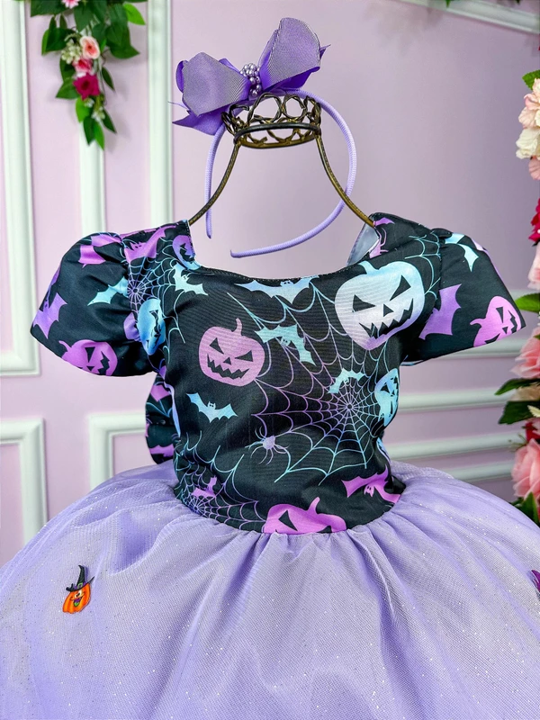 Vestido Temático - Halloween - Preto C/Lilás 