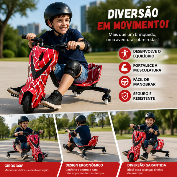 Drift Trike Elétrico Radical 360° Infantil Vermelho