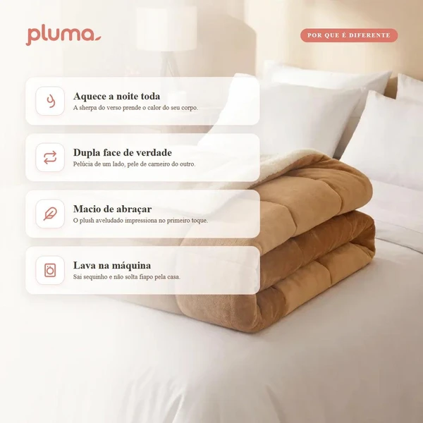 Coberdrom Dupla Face Sherpa + Manta — Pele de Carneiro