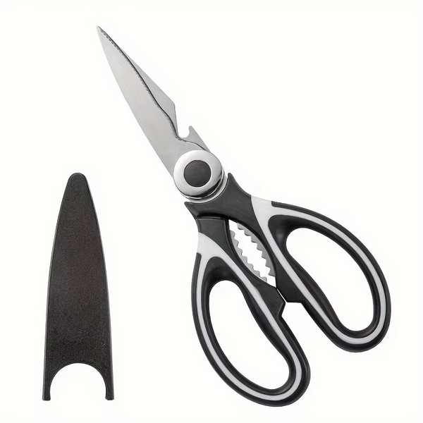 Tesoura de cozinha multifuncional doméstica, corte de peixe, legumes, assado, osso de frango, tesoura de aço inoxidável