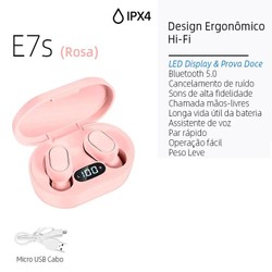 E7S TWS HiFi Fone De Ouvido Bluetooth 5.0 Sem Fio Com Cancelamento De Ruído Display LED A6s E6s
