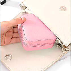 Mini Porta-Jóias em Couro Sintético Salmão