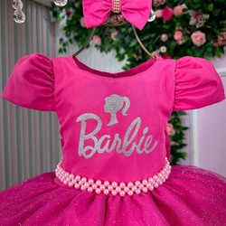 Vestido Temático Luxo - Barbie Rosa Pink Glitter 