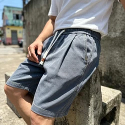 [Leve 4, Pague Só 2!] Bermuda Vulcan Masculina em Algodão Texturizado e Blend de Ajuste Relaxado com Padrão Espinha de Peixe e Cós Ajustável