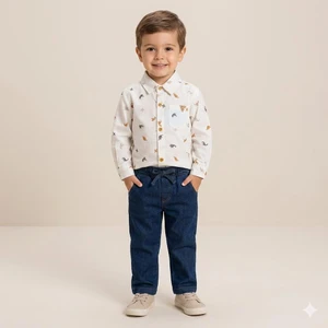 CONJUNTO KIDS CAMISA SOCIAL E CALÇA JEANS DINO MENINO ANUSKA - 3351