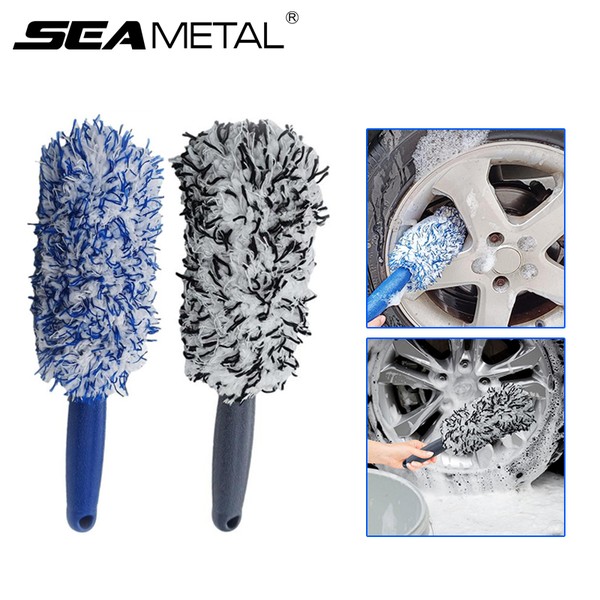 SEAMETAL-Carro Roda Pneu Rim Escova De Limpeza, Portátil, Plush, Hub, Lavagem Ferramenta, Carro Detalhando Cuidados, Remoção de poeira