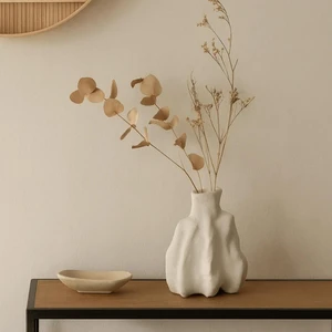 Vaso Decorativo em Cerâmica Cinza 16cm G