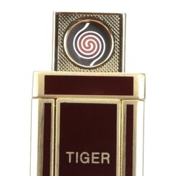 Isqueiro Eletrônico Tiger Slide Slim - Marrom/Dourado