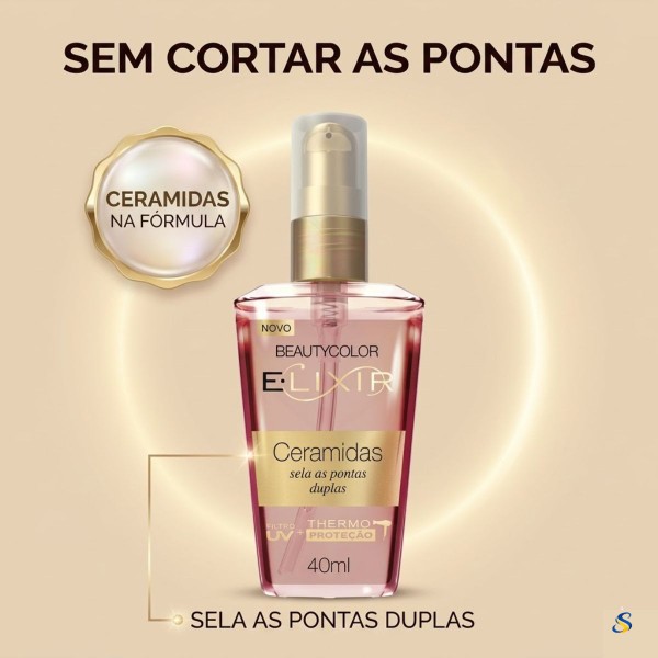 Elixir Ceramidas BeautyColor Sela Pontas Duplas e Controla Frizz em Cabelos Danificados por Química e Calor sem Deixar Aspecto Oleoso ou Pesado 40ml