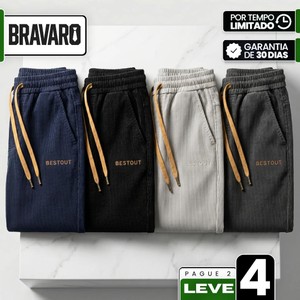 [Leve 4, Pague Só 2!] Calça Bestout Masculina em Veludo Cotelê e Algodão de Ajuste Ergonômico com Cordão de Tração Contrastante