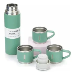 Garrafa Térmica 500ml em Aço Inoxidável com 3 Xícaras
