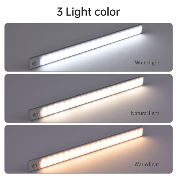 Sensor de movimento sem fio LED Night Light, USB lâmpada recarregável, armário, armário, armário, sob retroiluminação, cozinha
