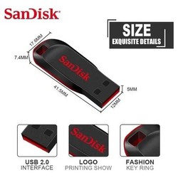 Pen Drive Sandisk Cruze R Blade 64GB USB 2.0 Preto - SDCZ50-064G-B35