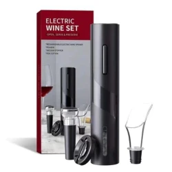 Kit Abridor de Vinho Elétrico Recarregável USB 4 Peças