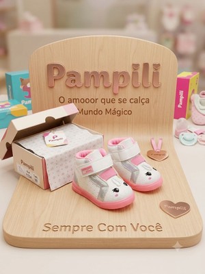TENIS PAMPILI POM POM BRANCO/ROSA NEON 108200 