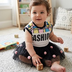 17158 CONJUNTO FASHION BLUSA SAIA TULE PRETO PETIT CHERIE