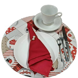 Jogo Americano Redondo Sousplat - Cupcake Vermelho