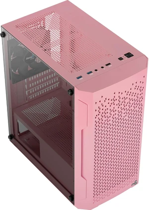 Gabinete Gamer Aerocool ATX Trinity Mini V1 Lateral em Vidro Rosa